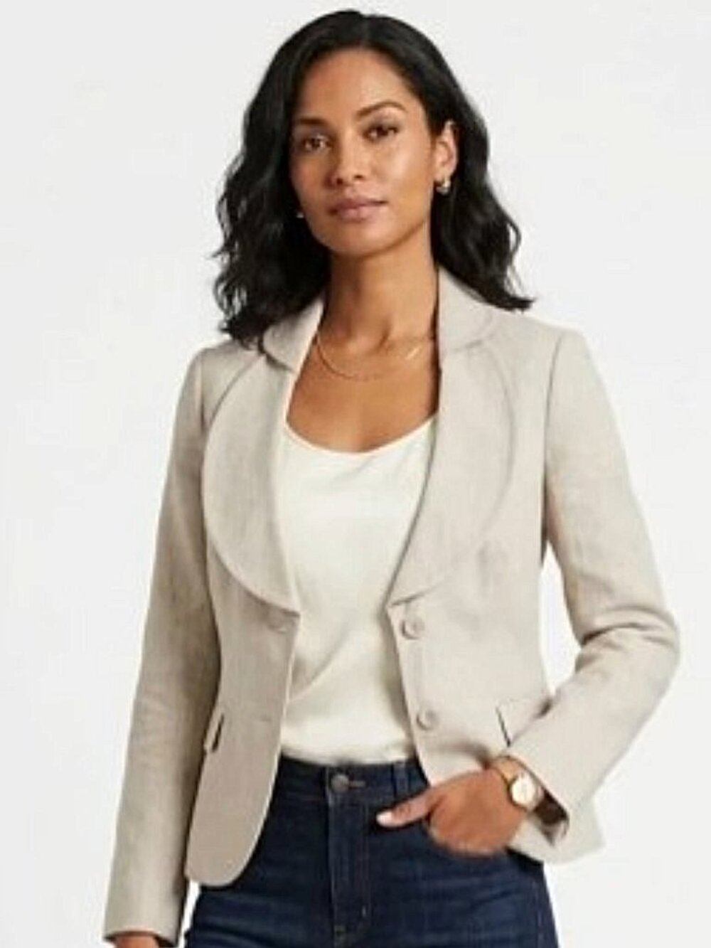 Ben Sherman Pinstripe Preppy Round Collar Cotton Blazer- Sz. Sm